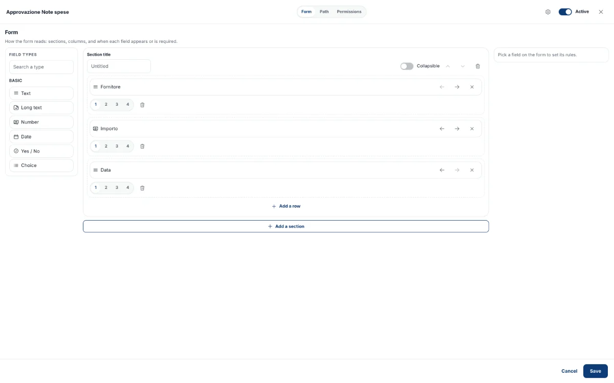 An approval workflow and its configured steps.